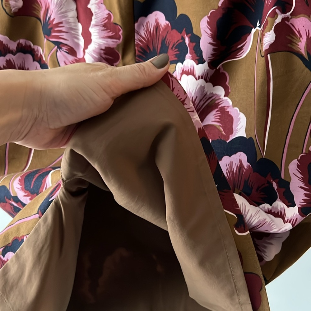 ANN TAYLOR knee length floral pencil skirt pink brown 6 - Picture 6 of 8